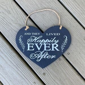 NWOT Forever Yours - Slate heart with imprint: AND THEY LIVED HAPPILY EVER AFTER